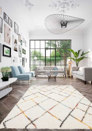 A luxurious handmade Moroccan rug with a modern design